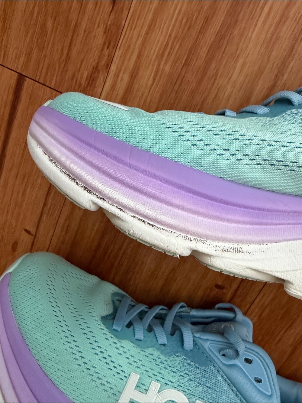 Hoka bondi 8 Women's Running Shoe in Aqua and Lavender - Picture 11 of 11